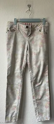 ELLE Jeans Size 6 White With Pastel Floral Design Stretch Blend Womens • $14.95