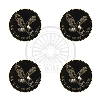 Dayton Eagle Gold & Black Metal Wire Wheel Chip Emblems Size 2.25  Set Of 4 • $115.19