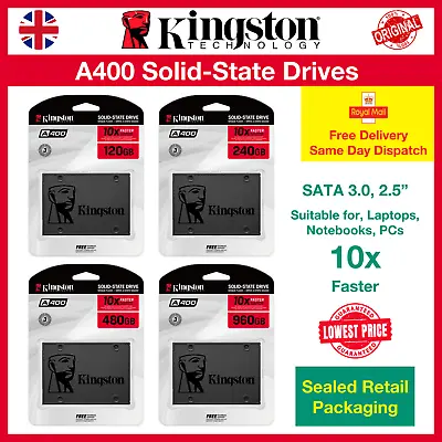 Kingston A400 SSD 120/240/480/960 GB SATA III 2.5  SA400S37 Free Delivery • £28.99