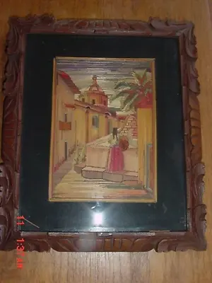 Beautiful Old Vintage Mexican Straw Picture Original Frame • $25.95