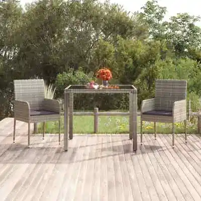 $146.99 • Buy 2x Garden Chairs With Cushions Poly Rattan Grey Patio Outdoor Furniture VidaXL