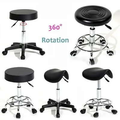 Round/Saddle Swivel Adjustable Salon Stool Massage Spa Lift Barber Chair • £20.99