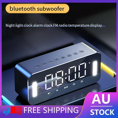 $21.99 • Buy LED Display Digital Alarm Clock Bluetooth FM Speaker Bass Nightlight Temperature