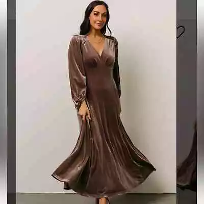 Baltic Born Women’s Adelita Velvet Maxi Dress Size Large In Mink Modest • $45.99