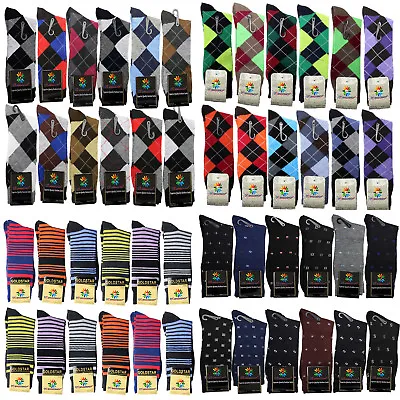 Lot 6 12 Cotton Mens Funny Colorful Novelty Business Wedding Casual Dress Socks • $11.95