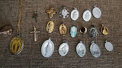Religious Devotioanl Medals Various Saints Cross Pendants Mary Necklacering • $9.99