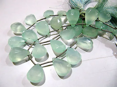 Natural Aqua Chalcedony Briolette Pear Shape Bead 10x15 To 12x16mm Strand 8Inch  • $14.99