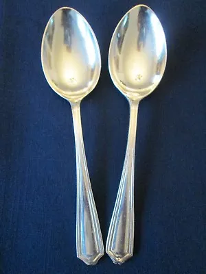 SET 2 SOUP Or PLACE SPOONS! Vintage SMITH SEYMOR EPNS Silverplate: LOVELY • $15