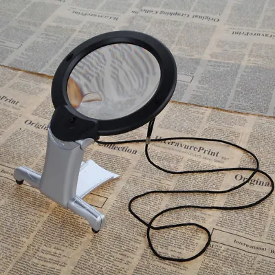 Stand 6 X Giant Hands Free Magnifier Glass LED For Reading Sew Knitting Lights • £7.97