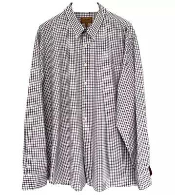 Schoffel Shirt Mens White Grey Purple Check Button Down Collar 18.5 Pit-Pit 28  • £25