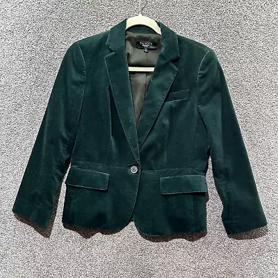 Talbots Blazer Jacket Women 6P Green Velvet Single Button Notch Lapel Office • $21.63