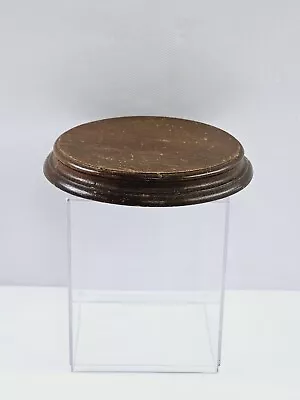 4 3/4  Round Asian Oriental Brown Wood Plant Jar Vase Stand Display Base • $21.80