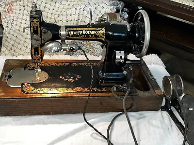 Vintage White Rotary Electric Sewing Machine Portable Antique • $199