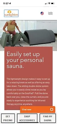 SUNLIGHTEN SOLO Personal Infrared Sauna Ultra Low EMF - Grey Case Green Pad • $2155