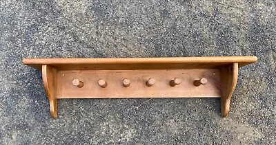 Reclaimed Rustic Solid Pine Six Shaker Peg Wall Coat Rack Rack With Shelf • £62.50