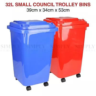 32L Mini Wheelie Bins Storage Bin Rubbish Trash Trolley Lid Wheels Dustbin Can • $34.90