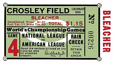 $6.99 • Buy 1939 World Series Game 4 Ticket Stub Yankees Vs. Reds Crosley Field, 6x10 Photo