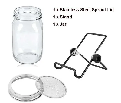 £15.25 • Buy Seed Sprouter Kit, Sprouting Mason Jar With Stainless Steel Strainer Lid, Stand