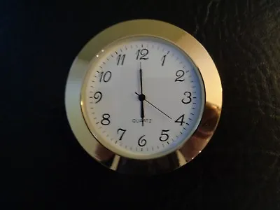 2-1/2 (65MM) Hi-Qual QUARTZ CLOCK Insert Gold Bezel Metal Case Arabic • $8.99