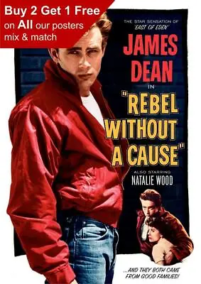James Dean - Rebel Without A Cause 1955 Movie Poster A5 A4 A3 A2 A1 • £15.99