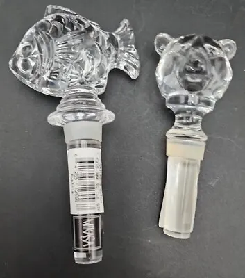 2- Mikasa Fish & Bear Wall Street-Austria Crystal Wine Bottle Stoppers - Mint • $11.99