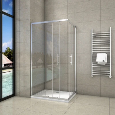 Corner Entry Shower Enclosure Walk In Cubicle Sliding Glass Door • £115