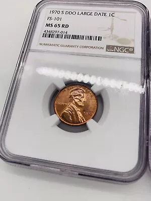 1970 S Lincoln Cent Large Date 1c Double Die Obverse FS- 101 NGC MS-65 RD Penny • $4897