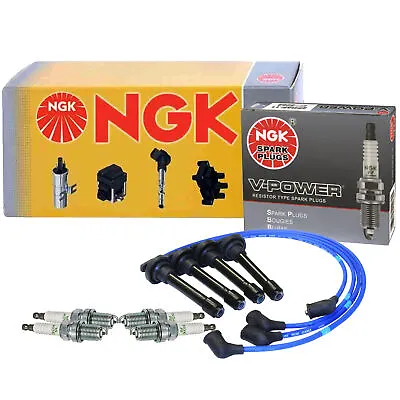 $82.95 • Buy NGK Wire & 4 V-Power Spark Plugs Kit For Acura Integra Honda Civic Del Sol L4