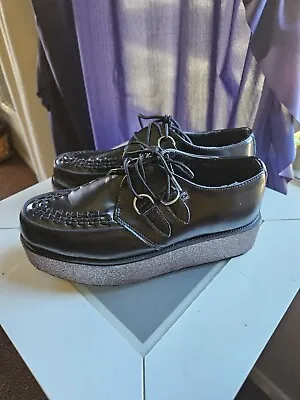 T.U.K. Rare Punk Shoes Black Glitter Wrapped Platform  Mondo Creepers Size M9  • $105