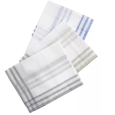 5/10/15/20 Mens Hankies White Coloured Borders HANDKERCHIEF COTTON BLEND HANKY • £3.99