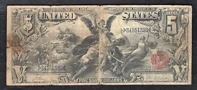 Fr. 270 1896 $5 Five Dollars “educational” Silver Certificate Currency Note • $1499.95