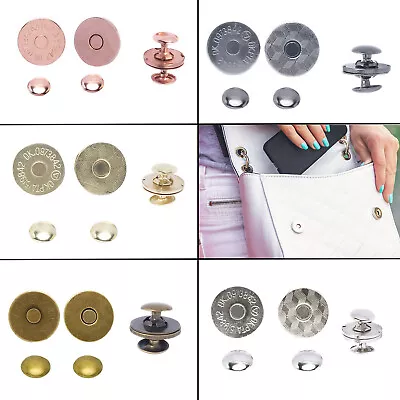 £3.79 • Buy 14/18mm Magnetic Buttons Clasps Round Double Rivets Snap Fasteners Leather DIY