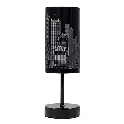 New York Skyline Touch Table Lamp Bedside 21CM Gloss Black Light LED Bulbs • £15.99