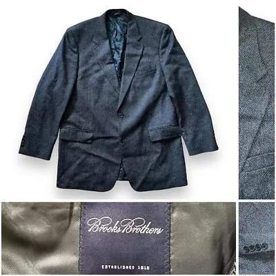 Brooks Brothers Blazer Sports Coat Jacket Herringbone Wool Men’s 44R Italy • $57.99