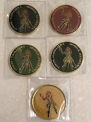 5 - CONDE CAVALIERS CLOISONNE  Mardi Gras Doubloons~Mobile LA. 1993-1997 • $15.50