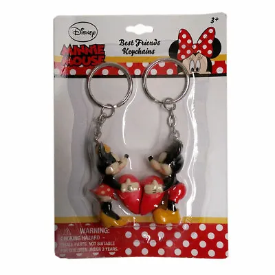 Disney Valentine Mickey & Minnie Mouse Connecting Heart Keychains NIP • $7.95