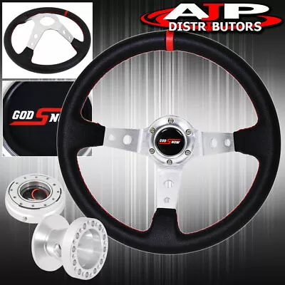 For 86-01 Integra Black Red Stitches Steering Wheel Adapter Release Godsnow • $66.99