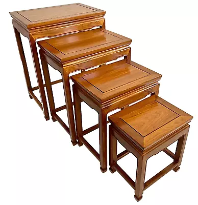 Mid-Century Chinese Lacquered Teakwood Ming Style Nesting Tables • $895.50