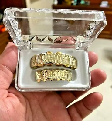 14K Gold GP Mouth Teeth Diamond Cut Studio Pro Grillz Upper Lower Set W Mold Kit • $14.99
