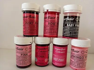 Pink X 7 Sugarflair Paste Edible Gels Concentrated Icing Food Colouring Colours • £15