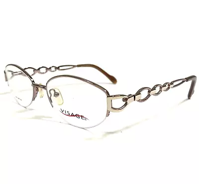 Visage Eyeglasses Frames Jersey PNK Rose Gold Champagne Gold Oval 52-17-130 • $49.99