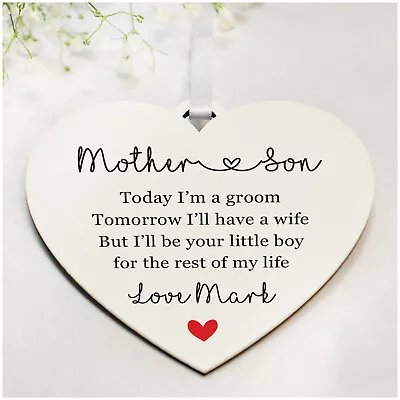 £6.99 • Buy Mother Of The Groom Wooden Heart Plaque Gifts Keepsake Wedding Favour From Son