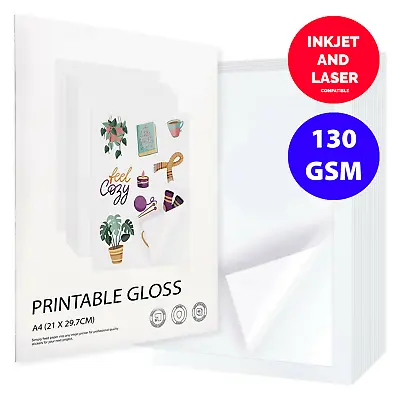 $10 • Buy 130GSM Gloss Printable Adhesive Sticker Paper A4 | Water Resistant
