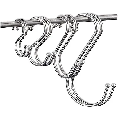 Stainless Steel S Hooks Kitchen Meat Pan Utensil Clothes Hanger Hanging ManySize • £2.99