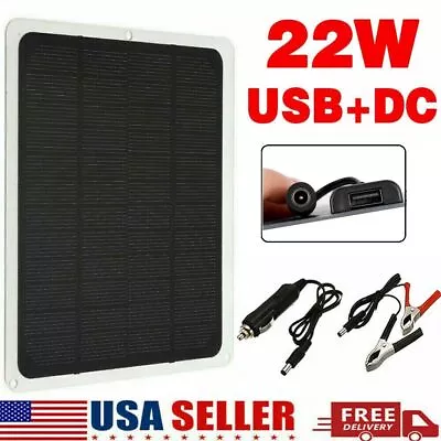 Trickle Charger 22W Solar Panel Kit 12V Battery Charger Maintainer Boat RV Car • $17.95