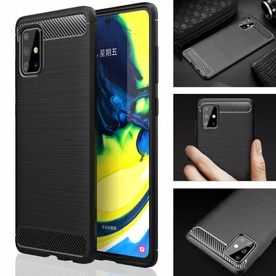 For Samsung A21s A41 A51 A71 Premium Carbon Fibre Shockproof Soft Gel Case • £2.95