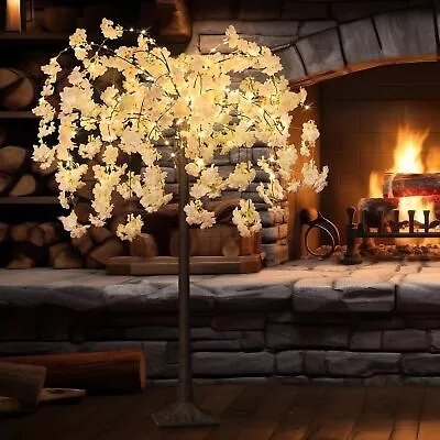 4FT Artificial Lighted Trees Cherry Blossom Trees W/8 Lighting Modes Home Decor • $58.99