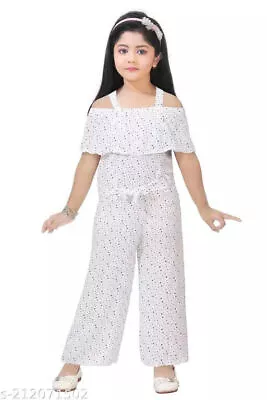 Fancy Kids & Girls Rayon White Latest Jumpsuits Romper Partywear  Pants Trousers • $31.67