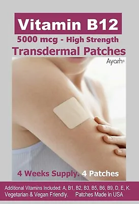 Vitamin B12-5000mcg (High Strength) Plus Additional Vitamins - Transdermal Patch • £9.99