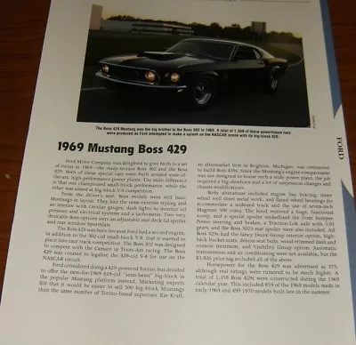 ★★1969 Mustang Boss 429 Spec Info Photo 68 Ford Boss429★★ • $4.99